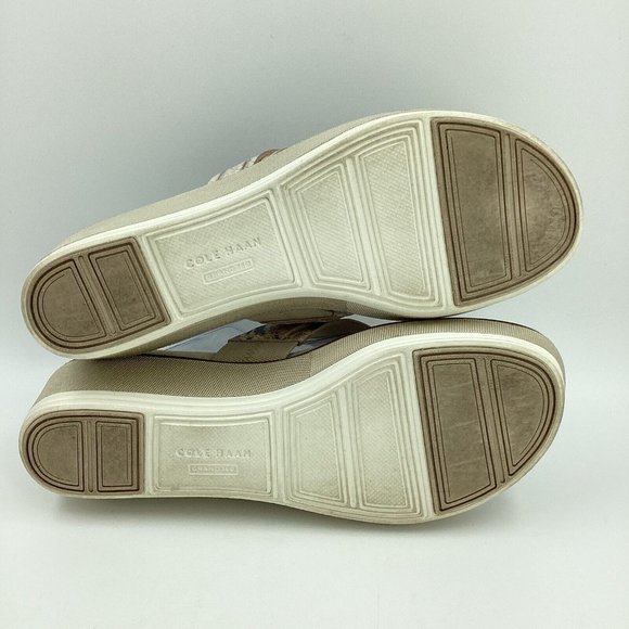 Cole Haan Women US 8.5B Original Grand Flatform Thong Sandals Python Ivy Leather - Picture 10 of 15